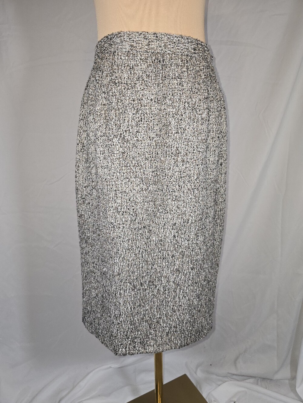 Vintage Classic Black, Brown, & White Tweed Pencil Skirt